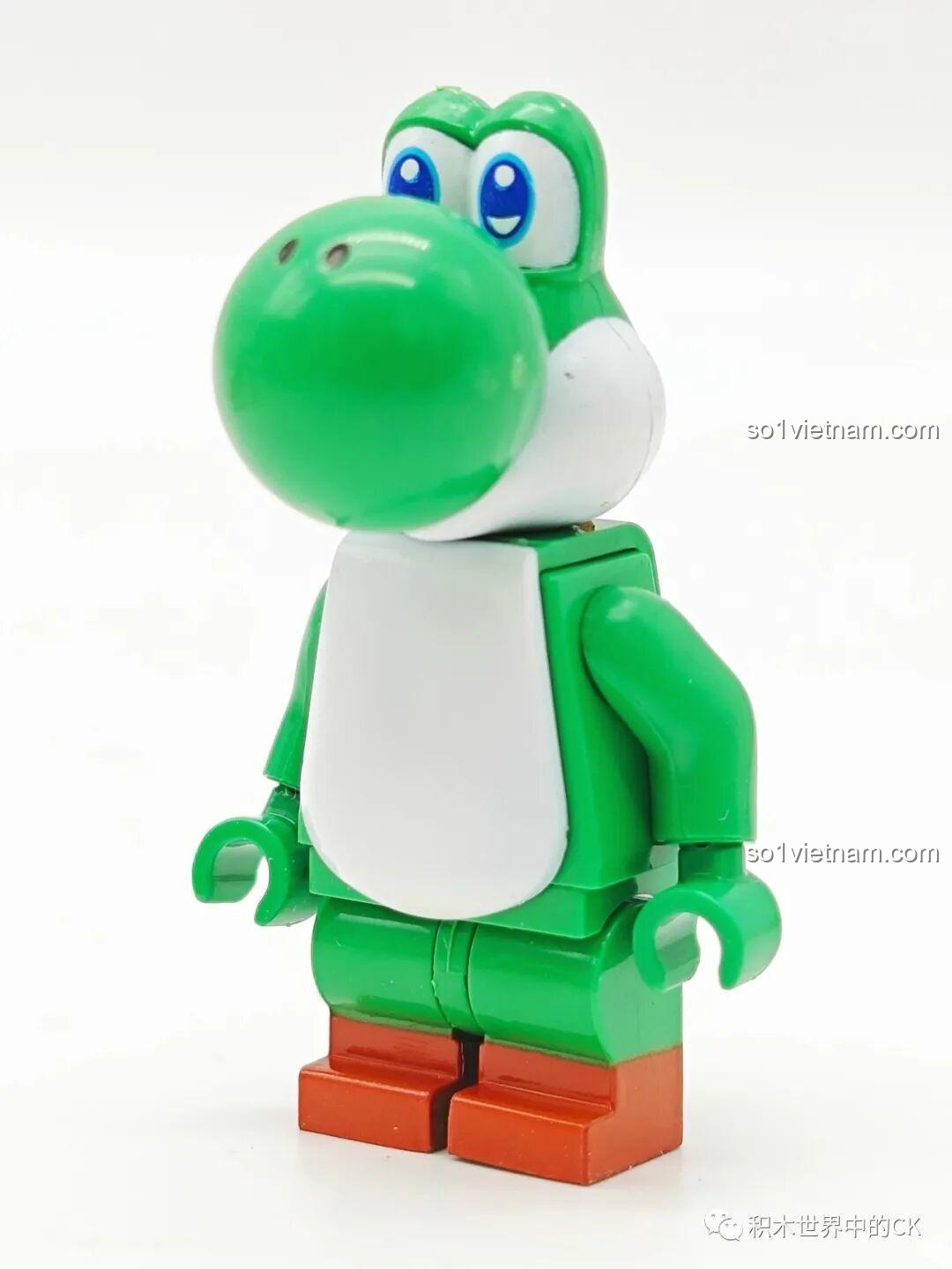 Cảm nhận về nhân vật khủng long Yoshi WM2071 trong bộ WM6103, với tạo hình đầu to và tròn đáng yêu.