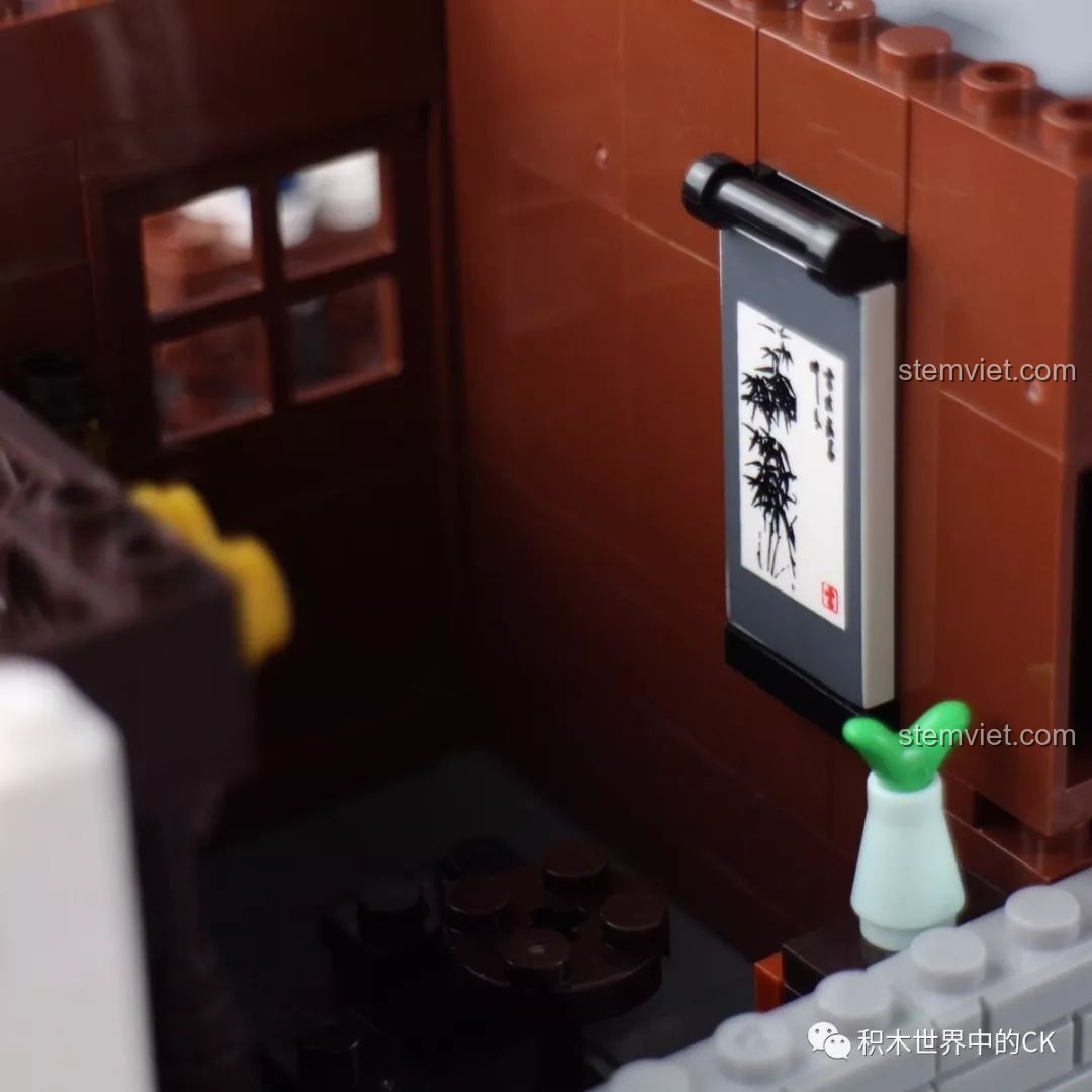 Bức tranh thủy mặc in trên gạch, một chi tiết trang trí tinh tế trong bộ lắp ráp Vạn Phúc Khách Sạn XINGBAO 1022.