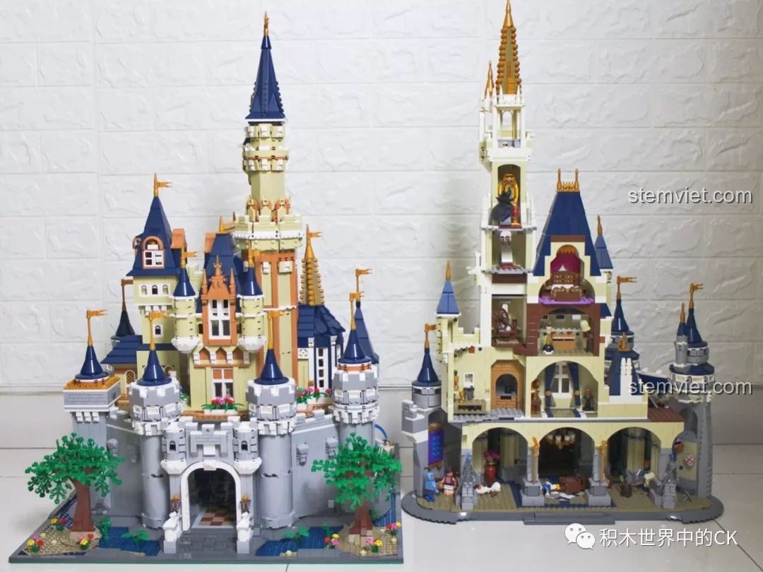 Cận cảnh chi tiết nội thất phòng ngủ trong bộ lắp ráp Tòa lâu đài nguy nga Mould King 13132.