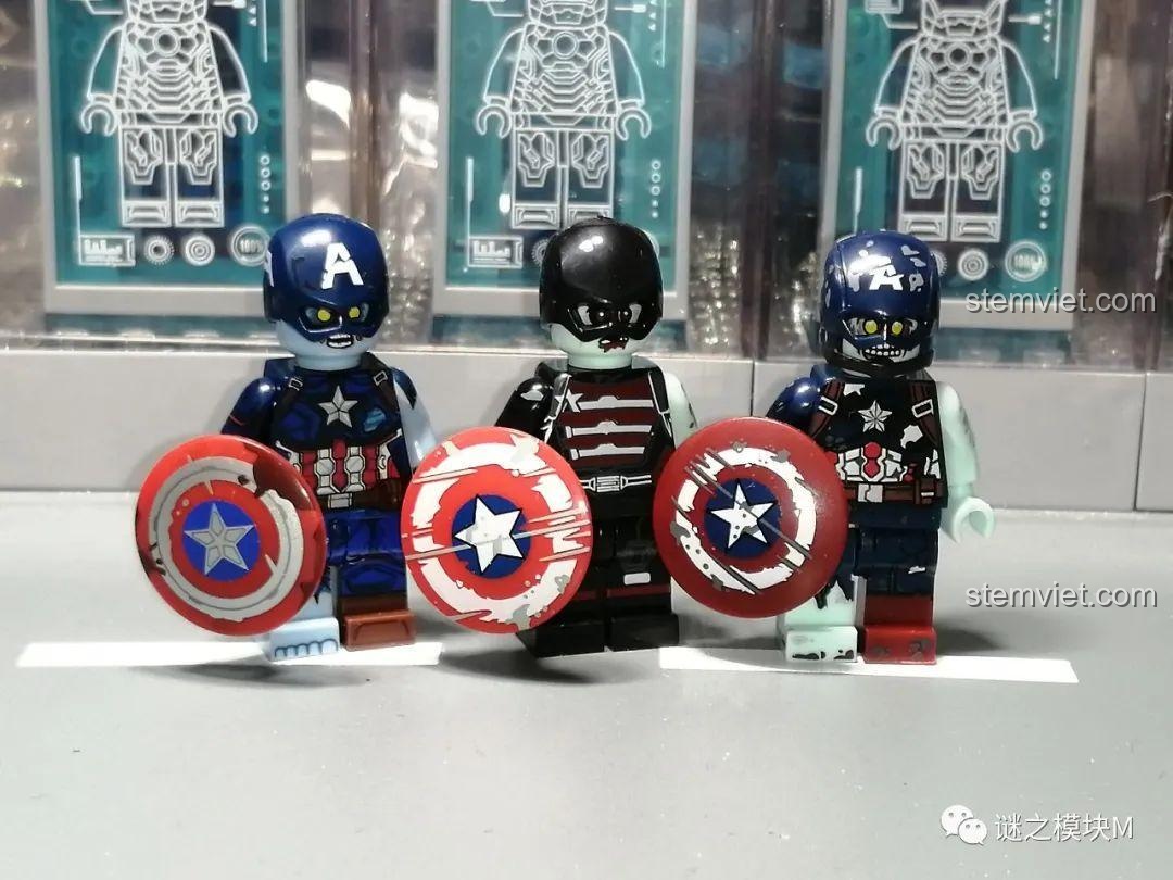 Cận cảnh minifigure Zombie Thor trong bộ WM6132, cầm rìu.