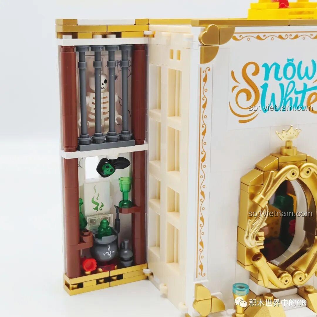 Căn phòng bí mật được giấu trong gáy sách của bộ lắp ghép Wekki 506183, bên trong có một bộ xương.