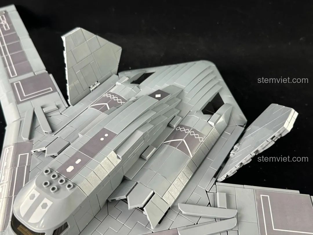 Các cánh tà trên lưng của mô hình đại bàng tàng H-20 Panlos Brick đang được mở ra.