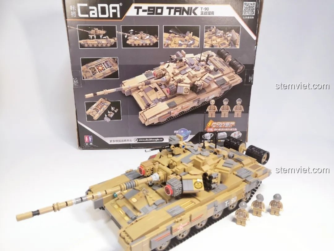 Toàn cảnh mô hình xe tăng CaDA T-90 Tank từ trên xuống.