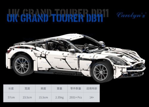 Hộp sản phẩm bộ lắp ráp Carolyn's CJ-2002E Aston Martin DB11 2931 mảnh ghép, đồ chơi mô hình siêu xe cho con trai 14 tuổi, giá tốt.