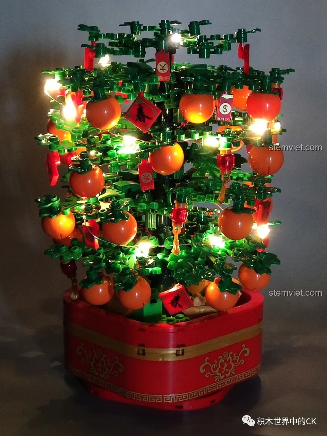 Mô hình cây quất vàng SEMBO 601145 phát sáng với đèn LED, tạo không khí Tết ấm cúng. Review SEMBO 601145 Quà tặng Tết Nguyên Đán.