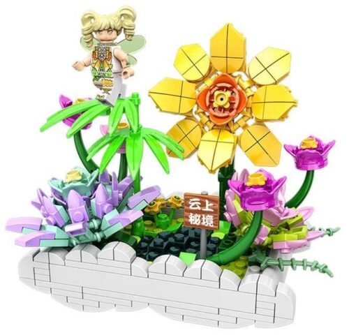 Bộ lắp ghép Khu Vườn Bí Ẩn Trên Mây CAYI 13030 với minifigure tiên nữ và các bông hoa rực rỡ, phù hợp cho bé gái 6-8 tuổi, giá tốt.