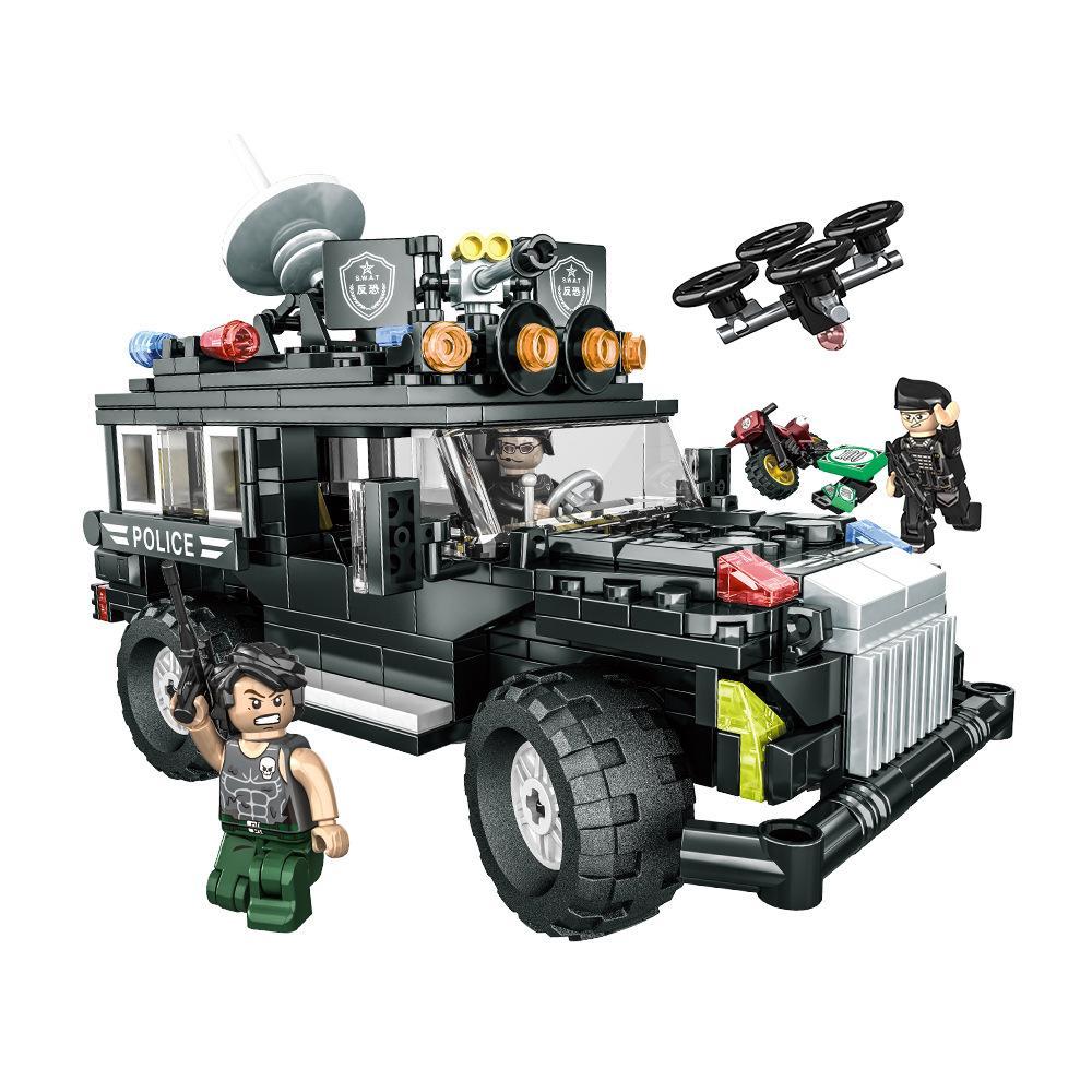 bộ lắp ráp Xe Bọc Thép Tyrannosaurus CAYI 1577 cho bé trai 6 tuổi, đồ chơi mô hình cảnh sát đặc nhiệm giá rẻ.