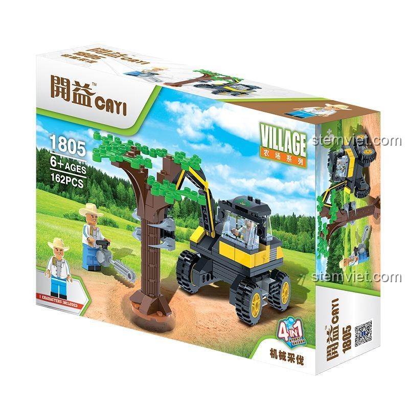 Mô hình bộ lắp ráp Xe Chặt Cây CAYI 1805 cho bé trai 6 tuổi, đồ chơi mô hình giá rẻ giúp phát triển tư duy.