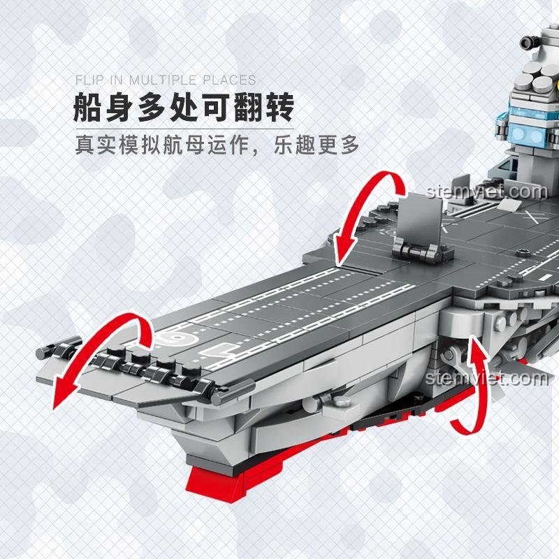 Các bộ phận có thể lật và xoay trên Hạm đội tàu chiến 2211, mô phỏng hoạt động thực tế của tàu sân bay, tăng thêm sự thú vị khi chơi.