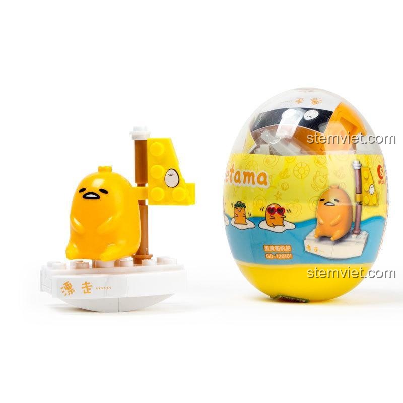 Gudetama - Bộ Lắp Ghép 6 Mẫu Đáng Yêu, 潮昇动漫 GD-120301, 蛋黄哥帆船, 蛋黄哥宝, 蛋黄哥阳光沙滩, 蛋黄哥小吃店, 蛋黄哥手提包, 蛋黄哥木推车, đồ chơi lắp ghép, đồ chơi mô hình, Con gái, 6+