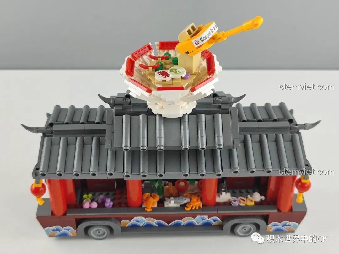 Chi tiết bát cháo trên nóc mô hình Zhe Gao Xe Cháo Thuyền Đường Phố 01004