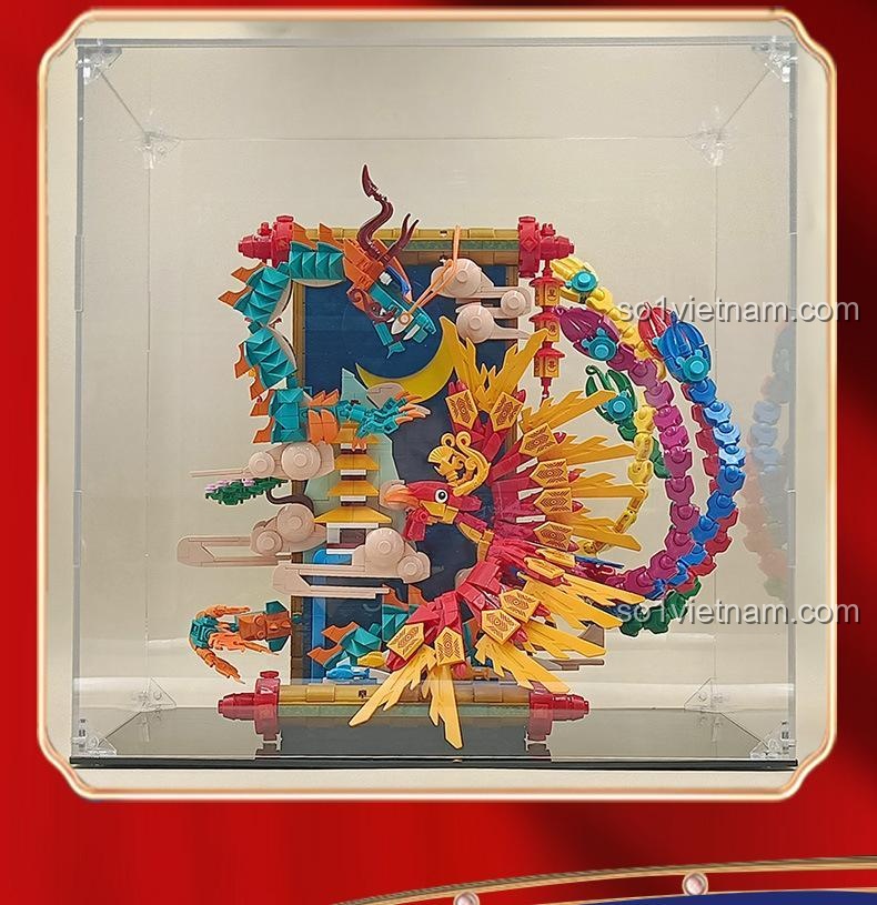 Chi tiết các viền may mắn Rồng Phượng Trình Tường LiNoos LN7042