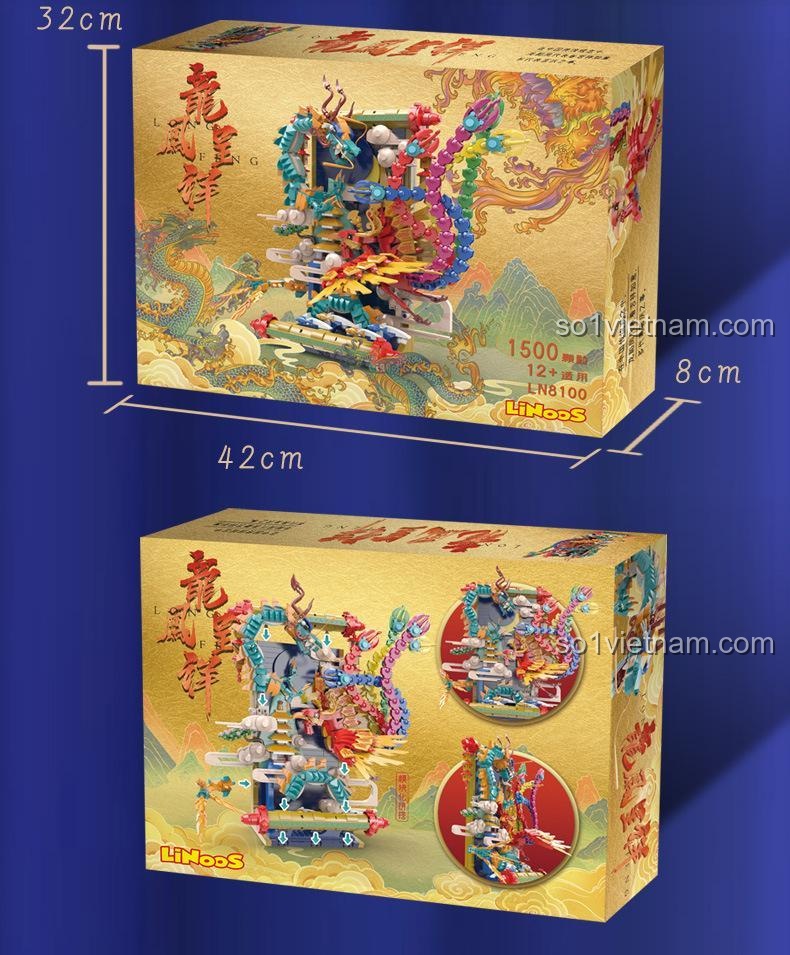 Chi tiết các viền may mắn Rồng Phượng Trình Tường LiNoos LN7042