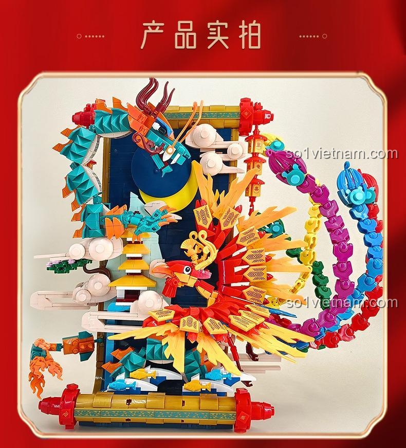 Chi tiết các viền may mắn Rồng Phượng Trình Tường LiNoos LN7042