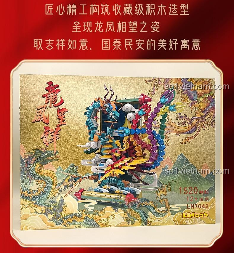 Chi tiết các viền may mắn Rồng Phượng Trình Tường LiNoos LN7042