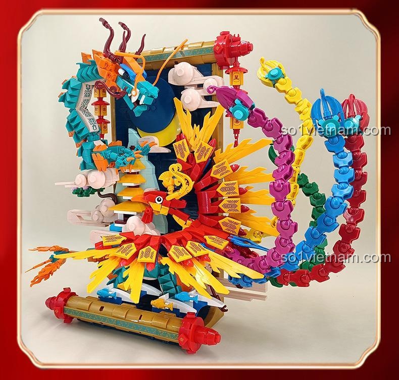 Chi tiết các viền may mắn Rồng Phượng Trình Tường LiNoos LN7042