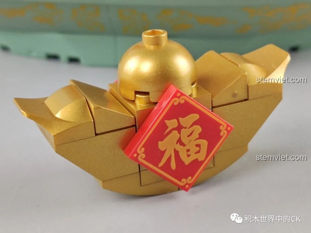 Chi tiết chú bò phóng tên lửa trong bộ Bồn Tụ Bảo Phú Quý Pantasy 18003, biểu tượng 'Ngưu Khí Xung Thiên'.