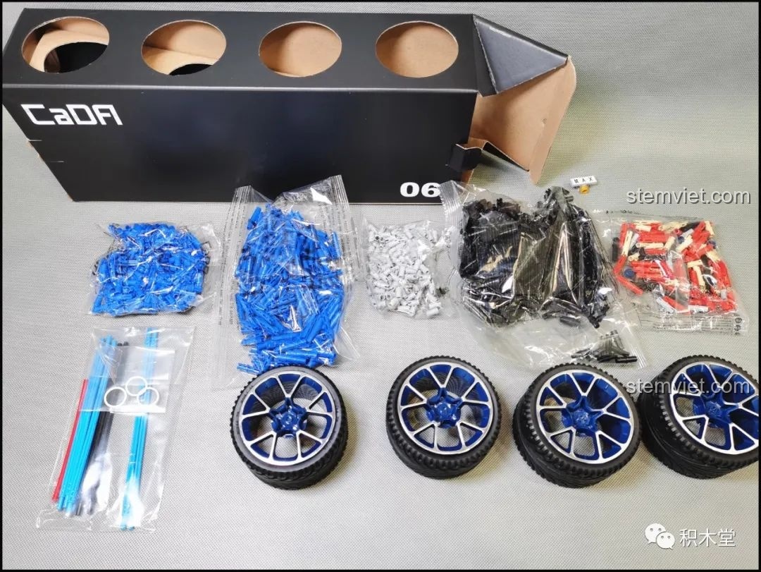 Các chi tiết chung và bánh xe trong hộp số 6 của bộ xếp hình Siêu xe Lamborghini Centenario.