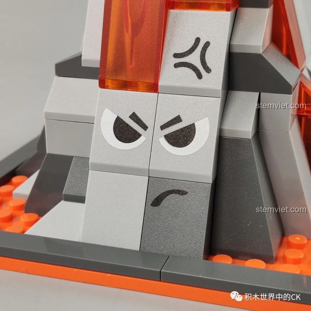 Chi tiết khuôn mặt giận dữ của mô hình núi lửa nóng tính JAKI Fun Desk