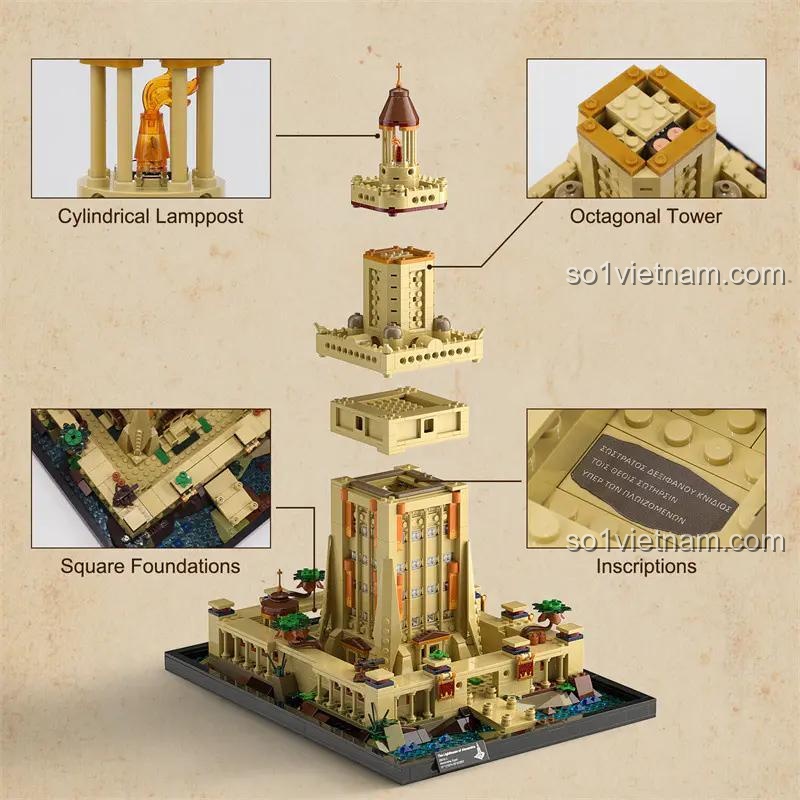 Chi tiết lắp ráp Ngọn hải đăng Alexandria FunWhole F9008