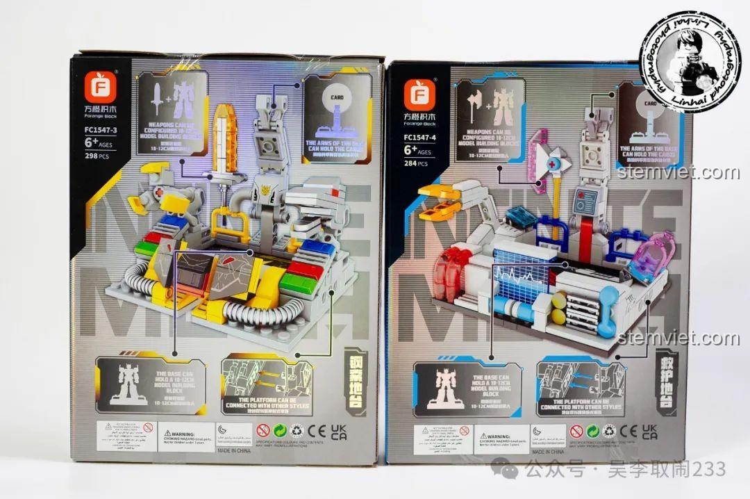 Thông tin chi tiết mặt sau hộp Grimlock và Ratchet của bộ đồ chơi lắp ghép Forange Block FC1547.