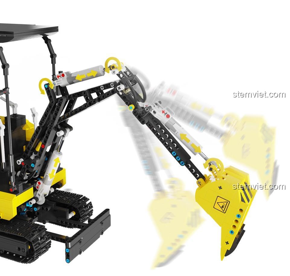 Chi tiết máy đào mini Shine YU YC-22006 với cánh tay cơ khí chuyển động
