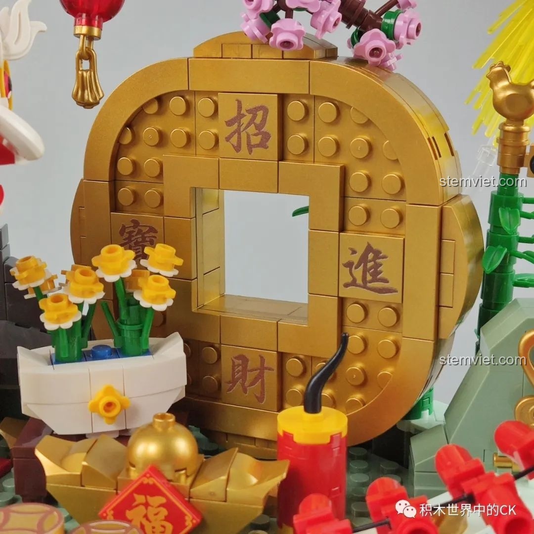 Chi tiết thân lân sư rồng với hoa văn truyền thống trong bộ Bồn Tụ Bảo Phú Quý Pantasy 18003.