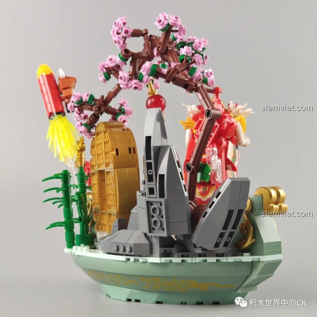 Chi tiết thỏi vàng in chữ 'Phúc' trong bộ Bồn Tụ Bảo Phú Quý Pantasy 18003, rất tinh xảo.