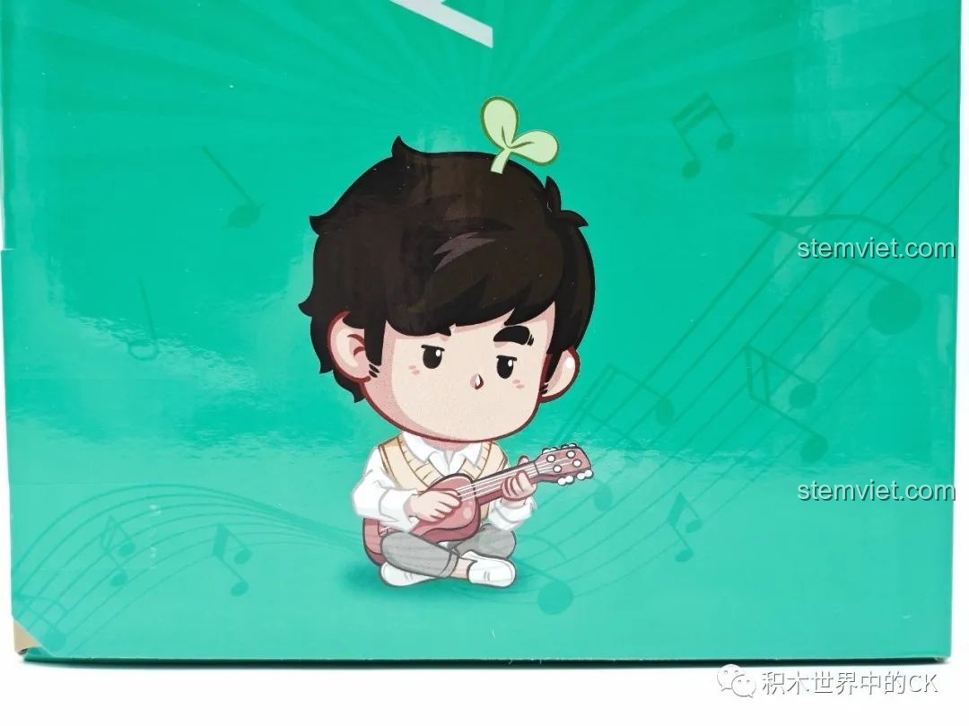 Cận cảnh hình vẽ chibi Châu Đồng Học trên hộp Keeppley DZ0157, một chi tiết đáng yêu trong bộ Hộp Ký Ức Giai Điệu Jay Chou.