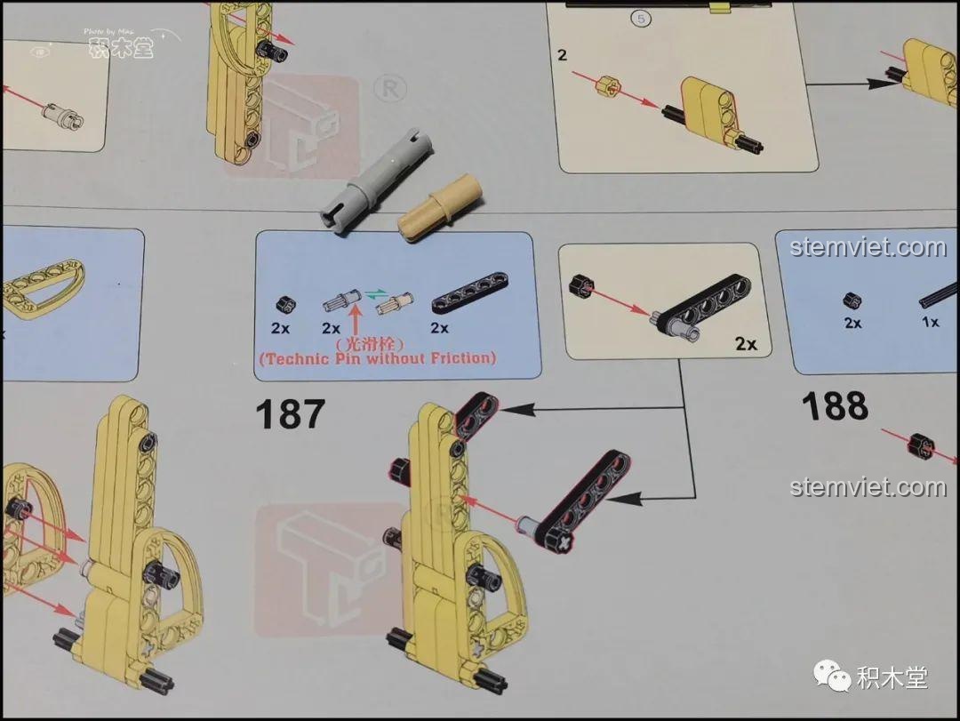 Hướng dẫn sử dụng các chốt không ma sát (Technic Pin without Friction) trong lắp ráp Taigaole T4001.