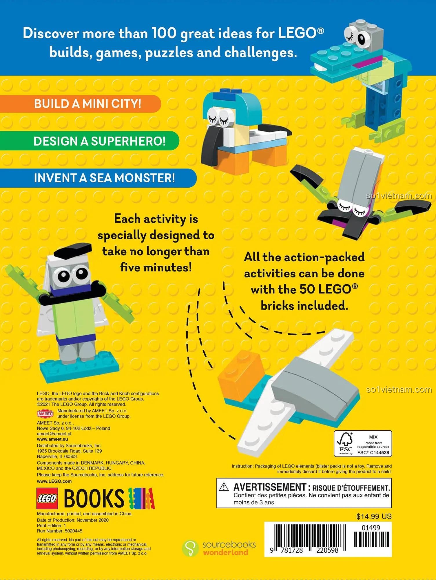Đồ chơi lắp ghép Sách ý tưởng lắp ráp LEGO® Chronicle ISBN9781728220598, khám phá hơn 100 ý tưởng xây dựng, lắp ráp, giải đố và thử thách, đồ chơi lắp ghép cho trẻ 5 tuổi.