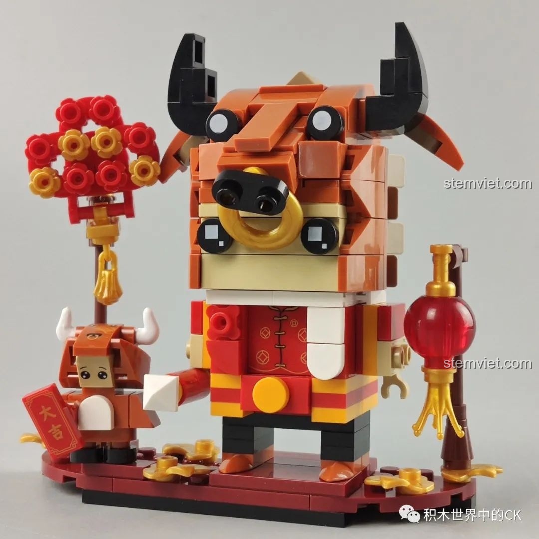 Mô hình chú bò tài lộc Pantasy 99002 đã hoàn thành, sẵn sàng trưng bày trong dịp Tết.