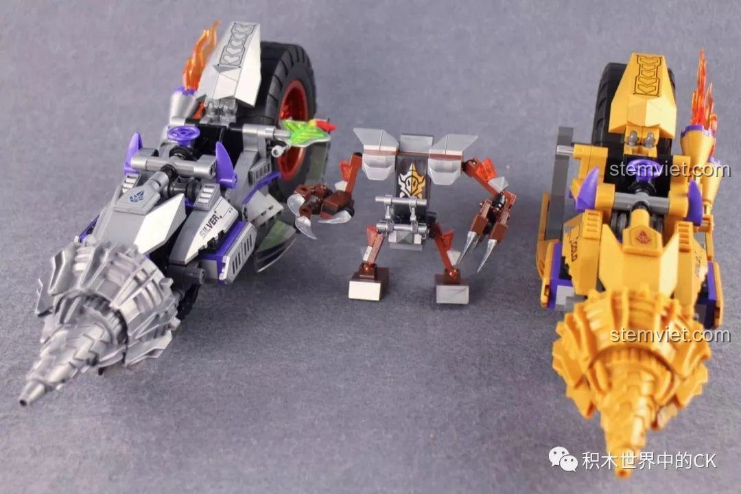 Cận cảnh cỗ máy của Tiểu Toản Phong trong bộ lắp ráp QMAN 3805 Tây Du Giáng Ma Ngộ Không Truyền, với các khớp nối linh hoạt.