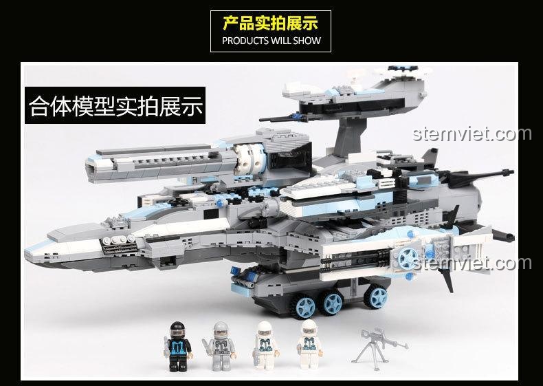 Cận cảnh chi tiết tinh xảo của Mô hình tàu chiến không gian 15050, cho thấy chất lượng gia công và độ tương thích cao.