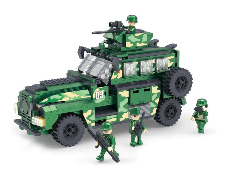 COGO 17013 Xe quân sự chống mìn và phục kích, bộ đồ chơi xe quân sự, đồ chơi lắp ghép xe quân sự cho bé trai 6 tuổi, xe quân sự màu xanh lá