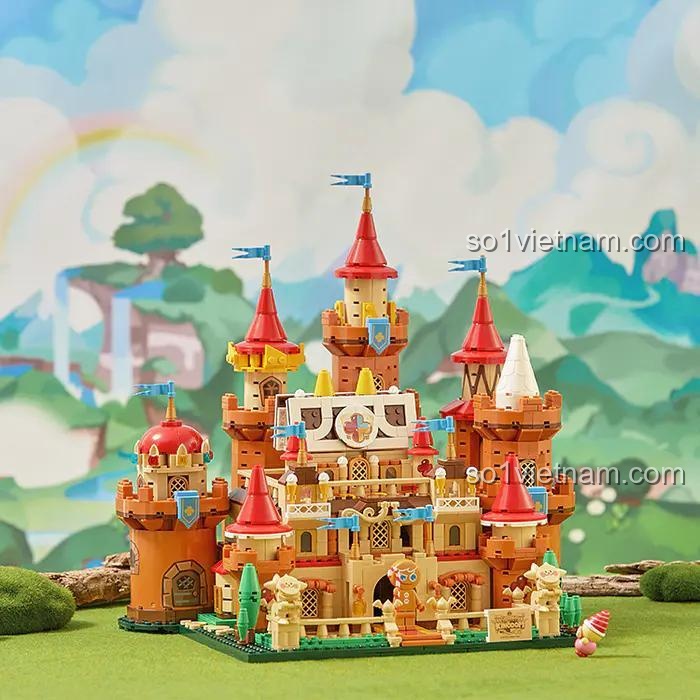 Đồ chơi mô hình CookieRun Kingdom 001 1454 mảnh ghép, cảnh quan thế giới bánh quy cho bé trai 7 tuổi