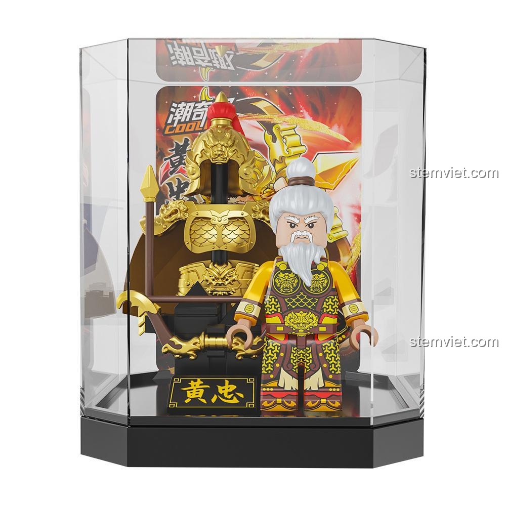 Minifigure Mã Siêu CQQ-5002, chiến tướng Tây Lương với giáp bạc và thương dài, đồ chơi mô hình giá tốt.