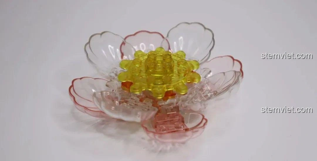 Đế đèn hoa sen trong suốt của bộ lắp ghép Đại Đường Tứ Mỹ Wekki, đánh giá Wekki 516031 Bộ Lắp Ghép Công Chúa Văn Thành.