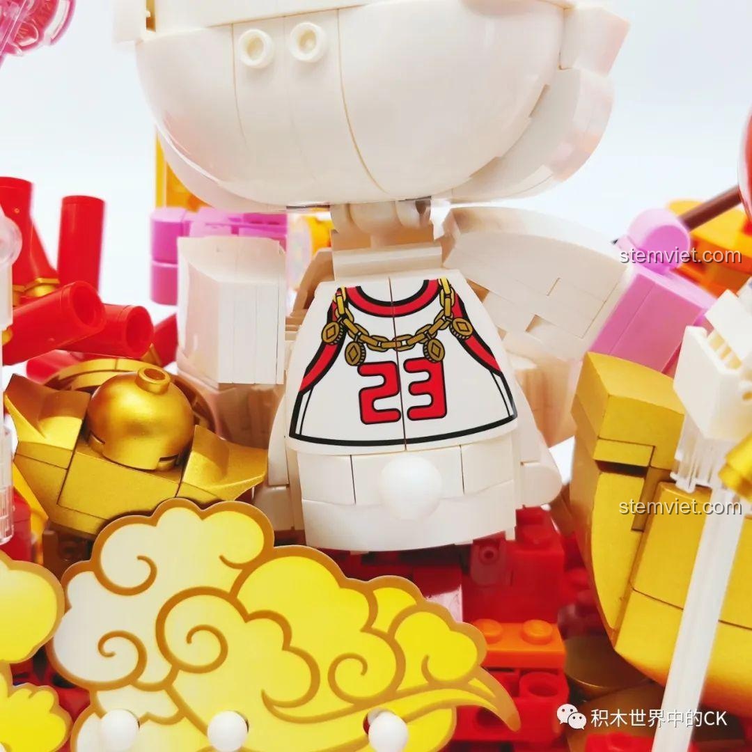 Chi tiết phần lưng của chú thỏ tài lộc trong mô hình Keeppley K19905.