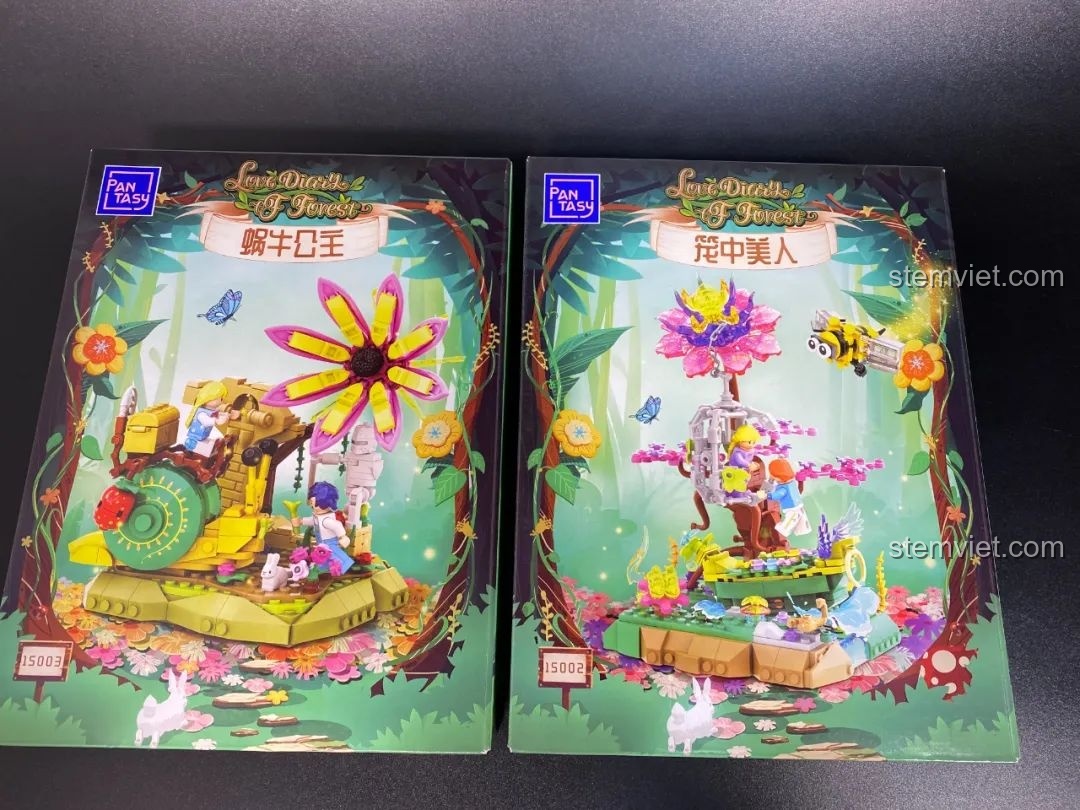 Hộp đồ chơi lắp ráp Pantasy 15003 Nàng Công Chúa Ốc Sên và 15002 Mỹ Nhân Trong Lồng, đánh giá bộ lắp ghép Pantasy Fantasy Forest