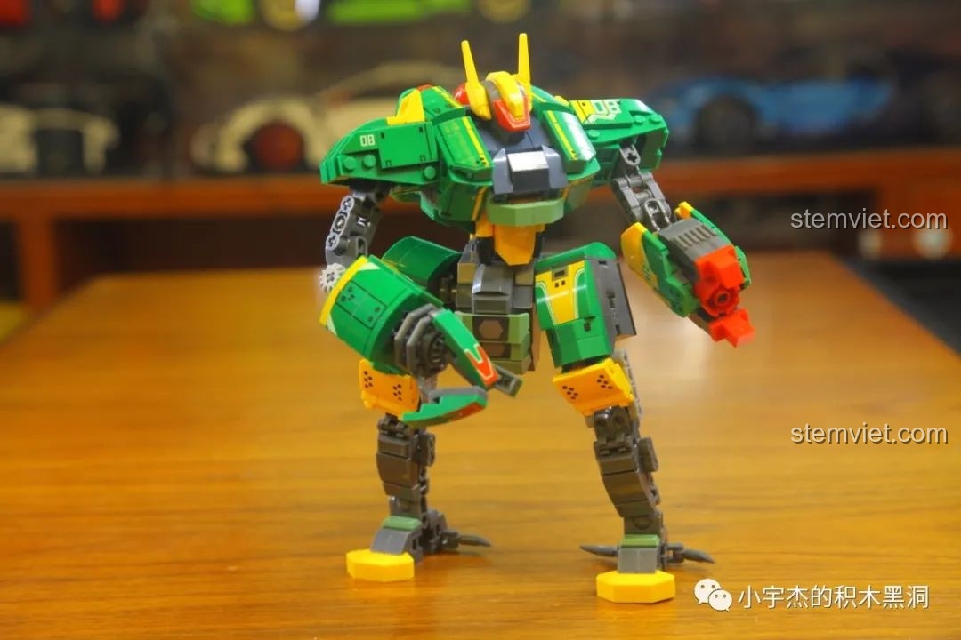 Toàn bộ bộ sưu tập 6 mô hình Mech Master của Sluban, bao gồm cả Robot Cơ Giáp Quang Kích Athena, tạo nên một cảnh tượng hoành tráng.