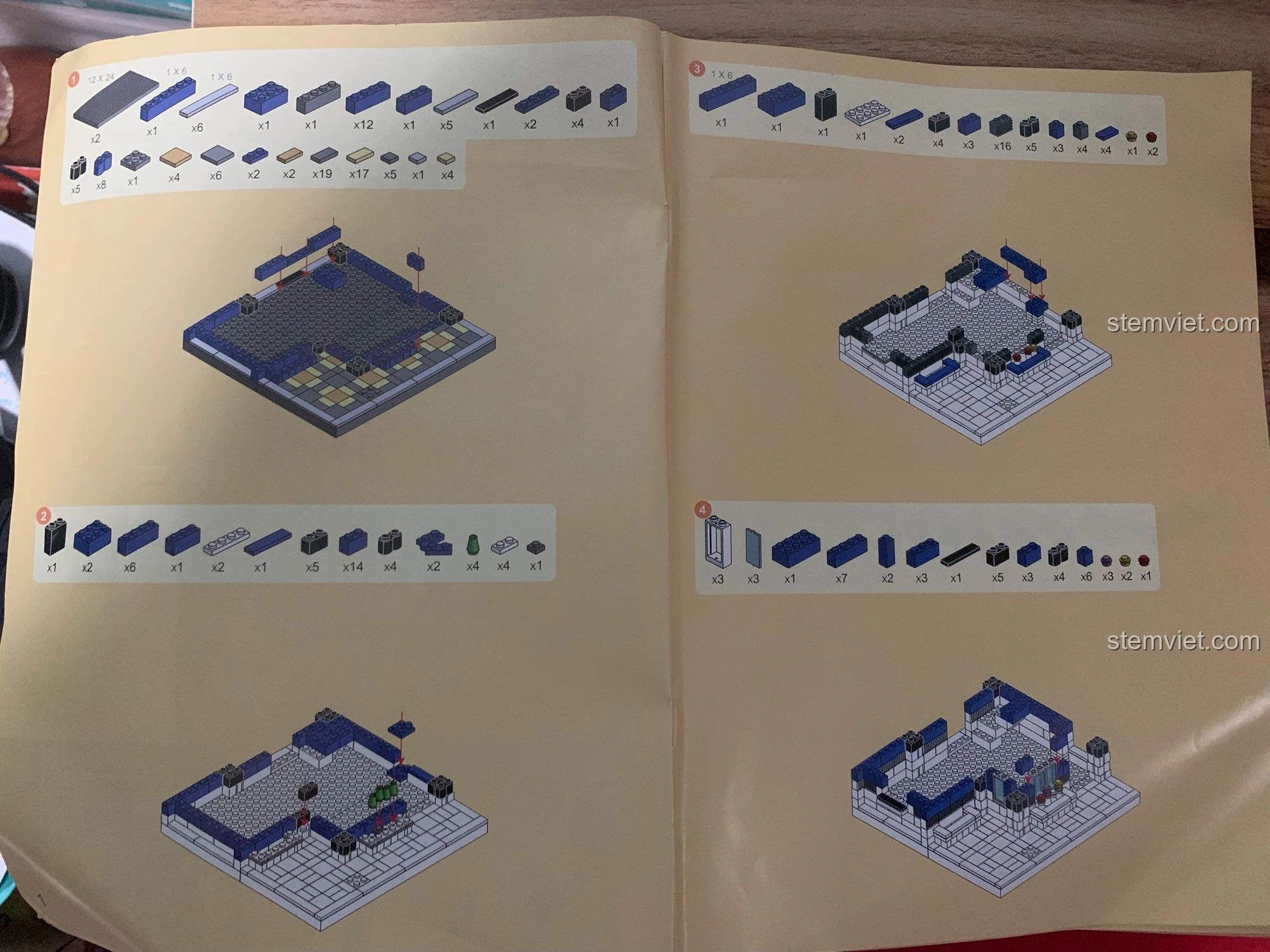 Sách hướng dẫn lắp ráp của bộ WANGE 6310 Quán Cà Phê Vườn với các bước minh họa chi tiết và rõ ràng.