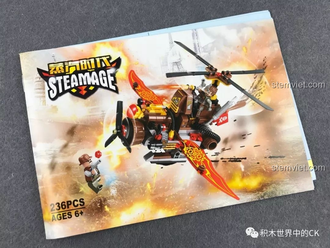 Sách hướng dẫn lắp ráp của bộ Winner 8047 Trực thăng Hơi nước, với hình ảnh minh họa chi tiết từng bước.