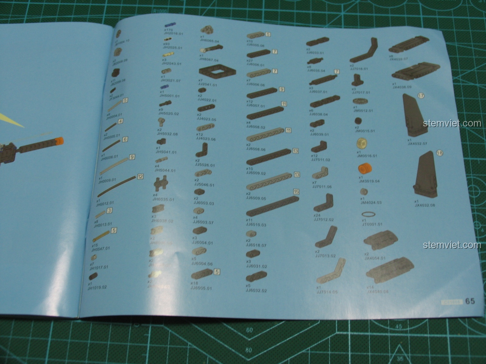 Danh sách tất cả các chi tiết (part list) ở cuối sách hướng dẫn của bộ CaDA 81005.