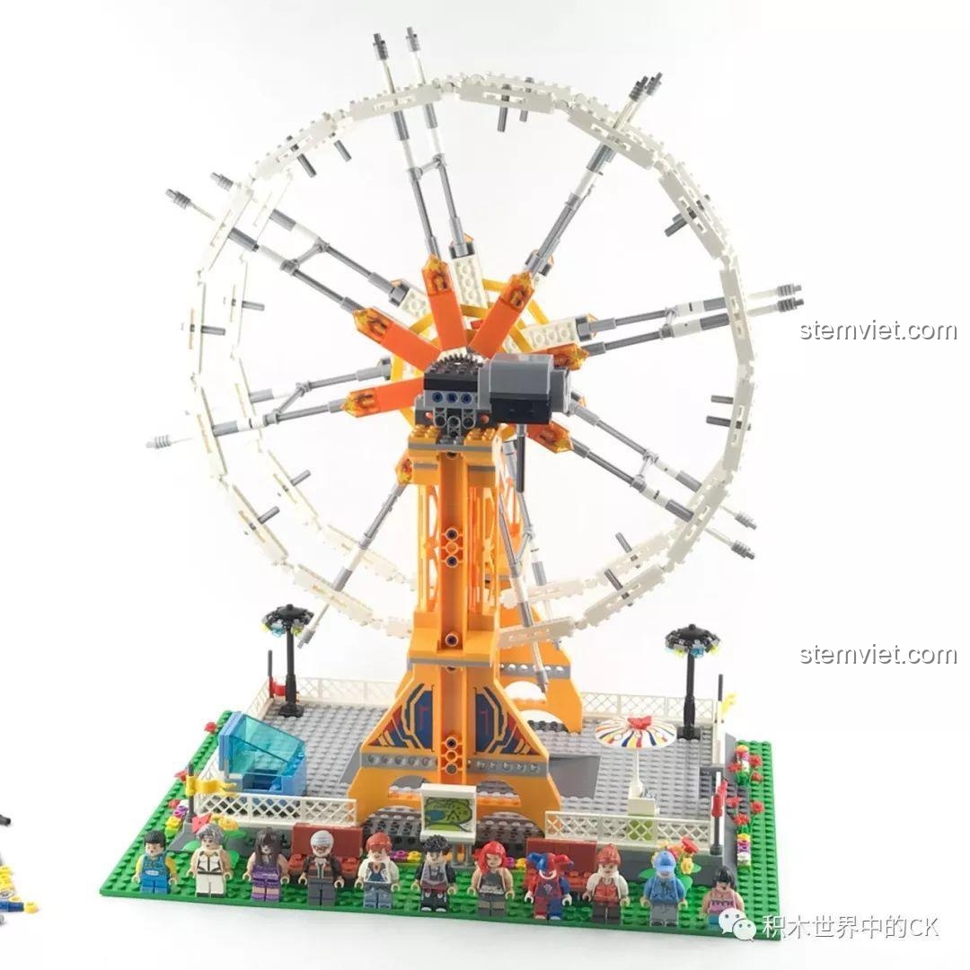 Đặt vòng quay khổng lồ đã lắp ráp lên trụ đỡ chính của mô hình Winner 7036.