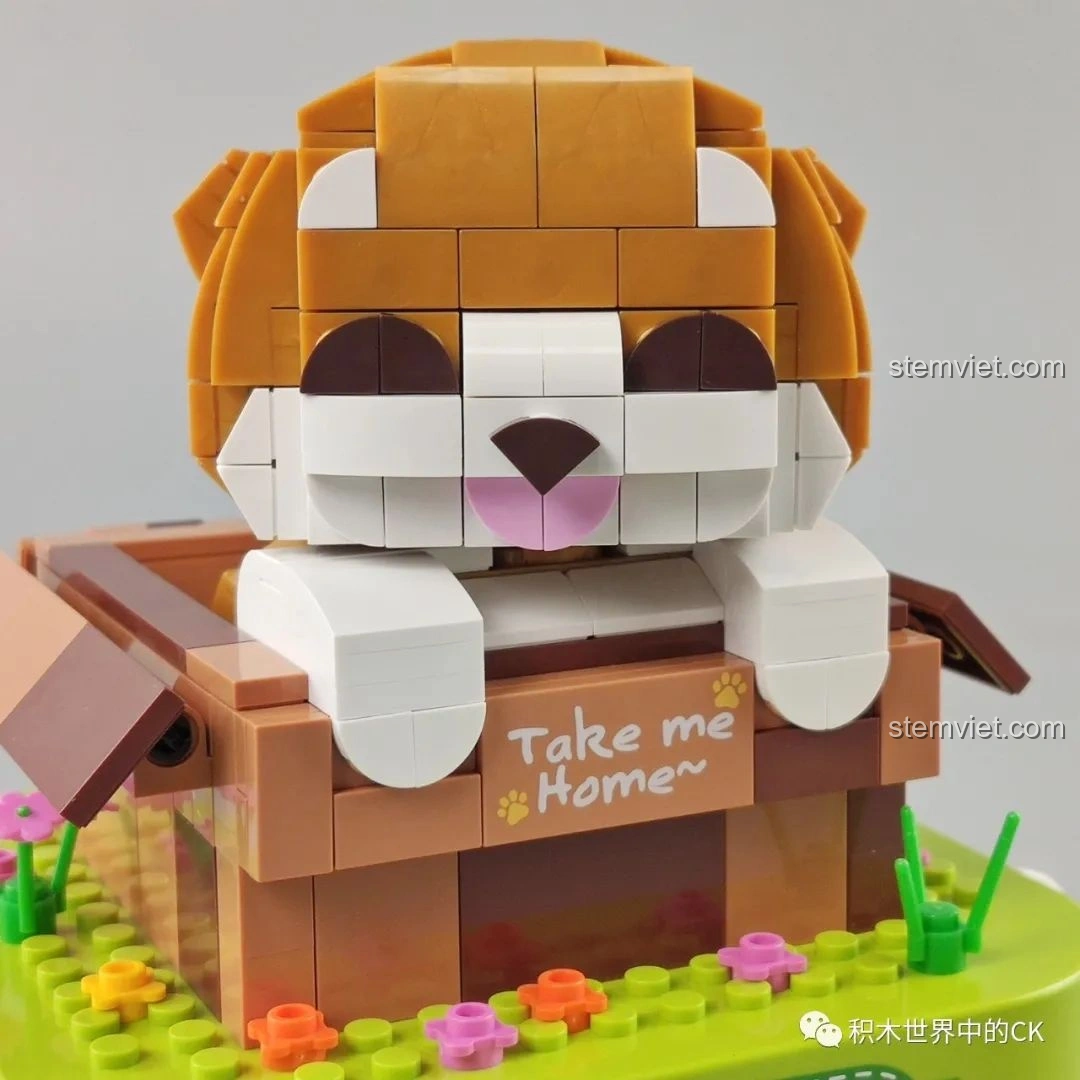 Góc nhìn phía sau đầu chú chó con Sweetheart Puppy JAKI, chi tiết lắp ráp