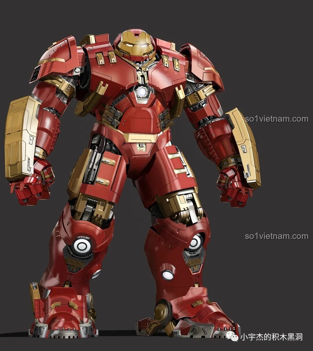 Đầu giáp của Hulkbuster MK44 KBOX V5004 được mở ra, để lộ không gian bên trong.