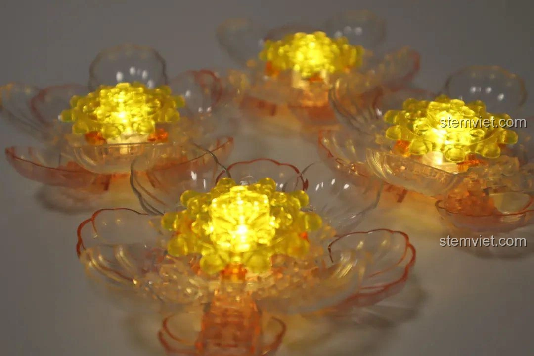 Đế đèn hoa sen Wekki 516030 khi bật đèn, nhận xét Wekki 516030 Phi tần Dương Quý.