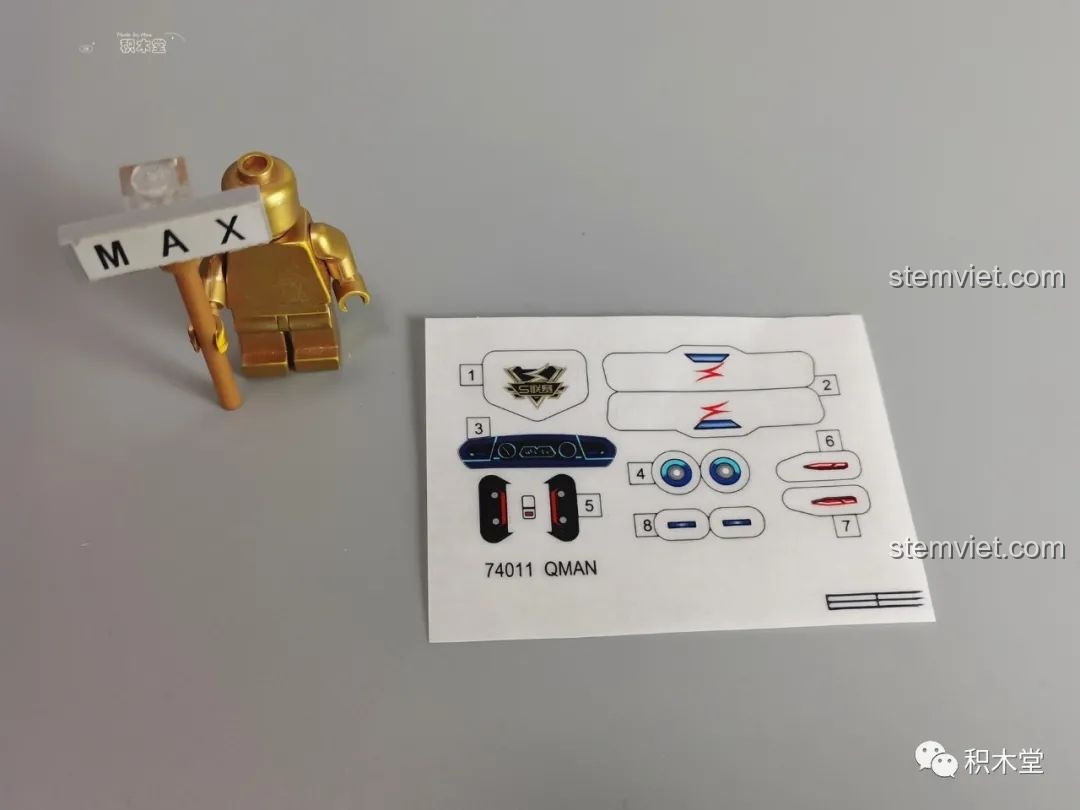 Tấm decal dán chi tiết cho đồ chơi lắp ráp xe đua QQ Phi Xa Enlighten 74011.