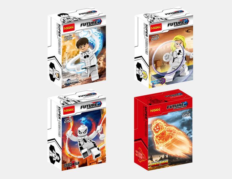 Bộ 4 Minifigure Fantastic Four Future Foundation DECOOL 0157 chất lượng cao, đồ chơi lắp ghép siêu anh hùng cho bé trai 6 tuổi giá tốt.
